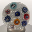 Vintage Strathearn Miniature Art Glass Paperweight Spaced Millefiori on Lace