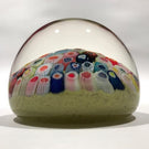 Vintage Strathearn Art Glass Paperweight Closepack Millefiori on Yellow Ground