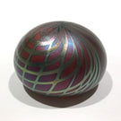 Signed David Lotton Art Glass Paperweight Iridescent Pulled Feather Design