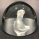 Kristian Klepsch Intaglio Dog Art Glass Paperweight in Clear Crystal