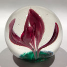 Vintage American Elwood Indiana Art Glass Paperweight Crimp Style Pink Tulip