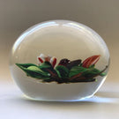 Signed Rick Ayotte Lampwork Art Glass Paperweight Bird with Flowers