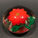 Early Chinese Art Glass Paperweight Large Lampworked Poinsettia Flower