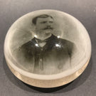 Antique American Albert Greaser? Art Glass Encased Photo Plaque Paperweight