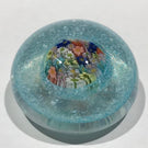 Vintage Miniature Murano Art Glass Paperweight Complex Daisy Millefiori on Blue