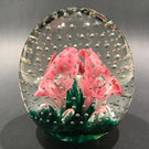 Vintage St Clair? Pink Trumpet Flowers in the Rain Art Glass Paperweight