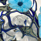 Signed David Lotton Art Glass Paperweight Test / Sample Piece Blue & Green Vines