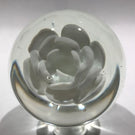 Vintage Millville Style Footed White Crimp Rose Art Glass Paperweight