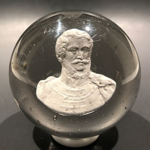 Antique New England Glass Co. Art Glass Paperweight Lajos Kossuth Sulphide