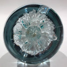 Vintage Monte Dunlavy Art Glass Paperweight Blue Trumpet Flowers on White