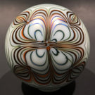Signed Steven Smyers Art Glass Paperweight Iridescent Pulled Feather Design