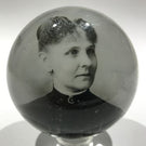 Antique American Graeser? Art Glass Paperweight Woman Photo Plaque