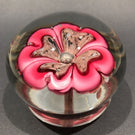 Large Vintage Murano Art Glass Footed Paperweight Large Upright Pink Flower