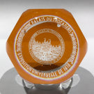 Antique Baccarat Art Glass Paperweight Engraved Amber Flash 1878 World Fair