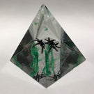 Modern Czech Art Glass Paperweight Spider On Web Pyramid Sculpture