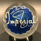 Vintage Ed Rithner Frit Art Glass Paperweight Imperial USA Advertising