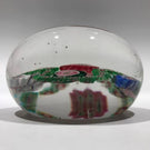 Antique Clichy Art Glass Paperweight Complex Millefiori Garland w/ Rose Cane