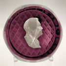 Vintage Cristal D Albert Art Glass Paperweight Franklin Roosevelt FDR Sulphide