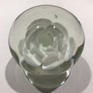 Vintage Millville Style Footed White Crimp Rose Art Glass Paperweight