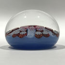 Vintage Peter Mcdougall Art Glass Paperweight 6 Spoke Millefiori Twists on Blue