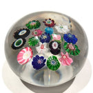 Antique Clichy Art Glass Paperweight  Concentric Complex Canes w/ Two Roses