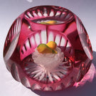 Vintage Murano Art Glass Paperweight Double Pear Faceted Ruby Flash Overlay