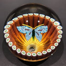 Vintage William Manson Art Glass Paperweight Millefiori Butterfly Stave Basket