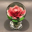 Vintage Chinese Art Glass Paperweight Large Footed Peony Crimp Rose Pedestal