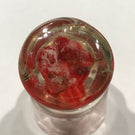 Vintage Miniature American? Art Glass Paperweight Footed Red Crimp Rose