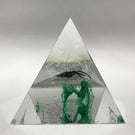 Modern Czech Art Glass Paperweight Spider On Web Pyramid Sculpture