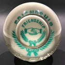 Antique American Millville Art Glass Paperweight Green Frit "Friendship"