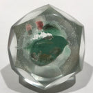 Early Chinese Faceted Art Glass Paperweight Hand Painted Monkey Sulphide