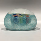 Vintage Miniature Murano Art Glass Paperweight Complex Daisy Millefiori on Blue