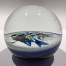 Vintage Henry Davis Art Glass Paperweight Goldfinch Encased Plaque Bird Decal