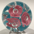 Two Vintage American Studio Art Glass Paperweights Dunlavy Flowers & Gentile