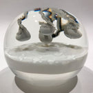 Signed Daniel Salazar Lundberg Studios Art Glass Paperweight First Snow of Kyoto