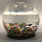 Huge Antique Millville Art Glass Paperweight Hand Painted Floral Name Plaque