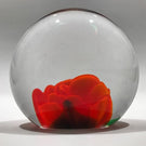 Rare Murano Art Glass Paperweight Large Orange Crimp Rose