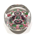 Antique Clichy Faceted Art Glass Paperweight Concentric Millefiori w/ 12 Roses