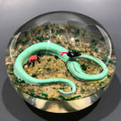 Vintage John Gentile Art Glass Paperweight Lampworked Snake and Lady Bug