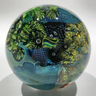 Signed Josh Simpson Art Glass Paperweight Complex Inhabited Planet