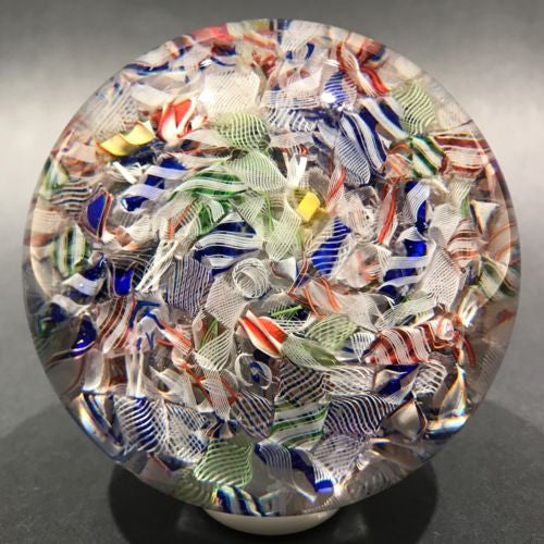 Large Antique Baccarat Art Glass Paperweight End of Day Latticinio Scramble