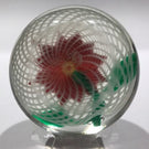 Early Chinese Art Glass Paperweight Lampworked Flower on Lattice Basket
