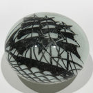 Old Chinese Painted White Ground Art Glass Paperweight Pirate Clipper Ship