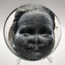 Signed Chris Belleau Art Glass Paperweight Encased Dimensional Face