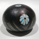 Signed David Lotton Art Glass Paperweight Dark Iridescent w/ Millefiori