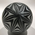 Vintage Murano Art Glass Paperweight Black & White Satin Finished Marbrie