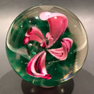 Vintage American Elwood Indiana Art Glass Paperweight Crimp Style Pink Tulip