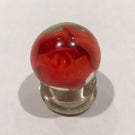 Vintage Miniature American? Art Glass Paperweight Footed Red Crimp Rose