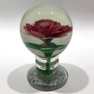 Vintage Chinese Art Glass Paperweight Large Footed Peony Crimp Rose Pedestal